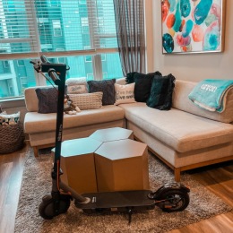 scooter in a living room